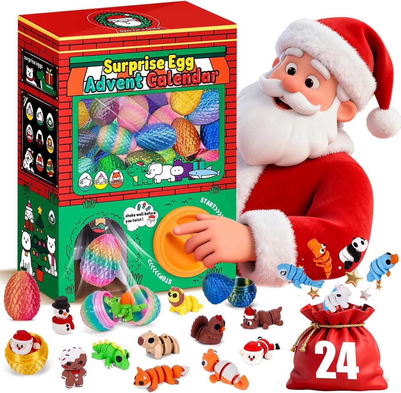 24pcs Telur Kejutan Cetak 3D B - 3D Printing Fidget Toys ulasan dan harga